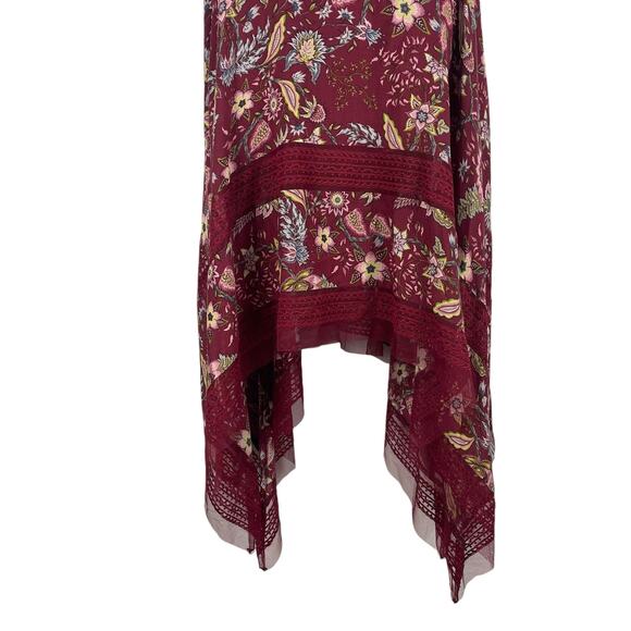 BCBGMaxAzria Floral Print Toile Handkerchief Midi Skirt Red Size XS - Picture 6 of 11